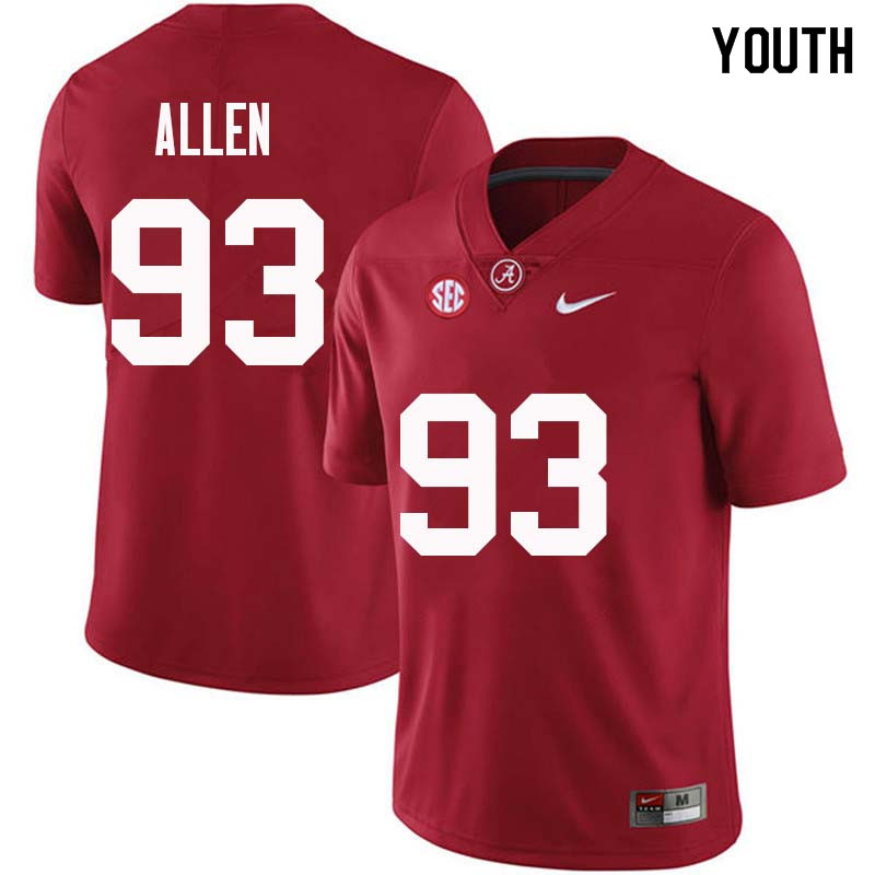 Alabama Crimson Tide Youth Jonathan Allen #93 Crimson NCAA Nike Authentic Stitched College Football Jersey NC16O53FD